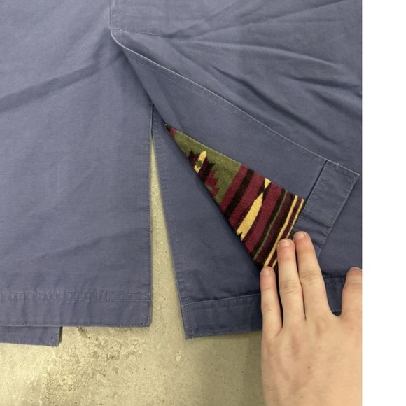 LL Bean Womens Blue Long Field Coat Aztec Southwestern Lining Corduroy Trim M - Picture 7 of 7